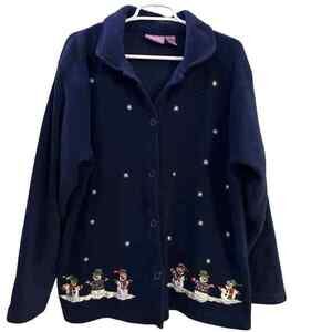 Premier Coat Womens 1X XL Navy Long Sleeve Christmas Snowman Winter Coat‎